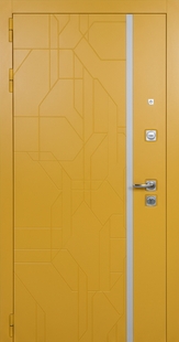 Стальная квартирная дверь с желтыми панелями МДФ (оттенок RAL 1033)